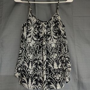 New York & Company Black and White Patterned Camisole